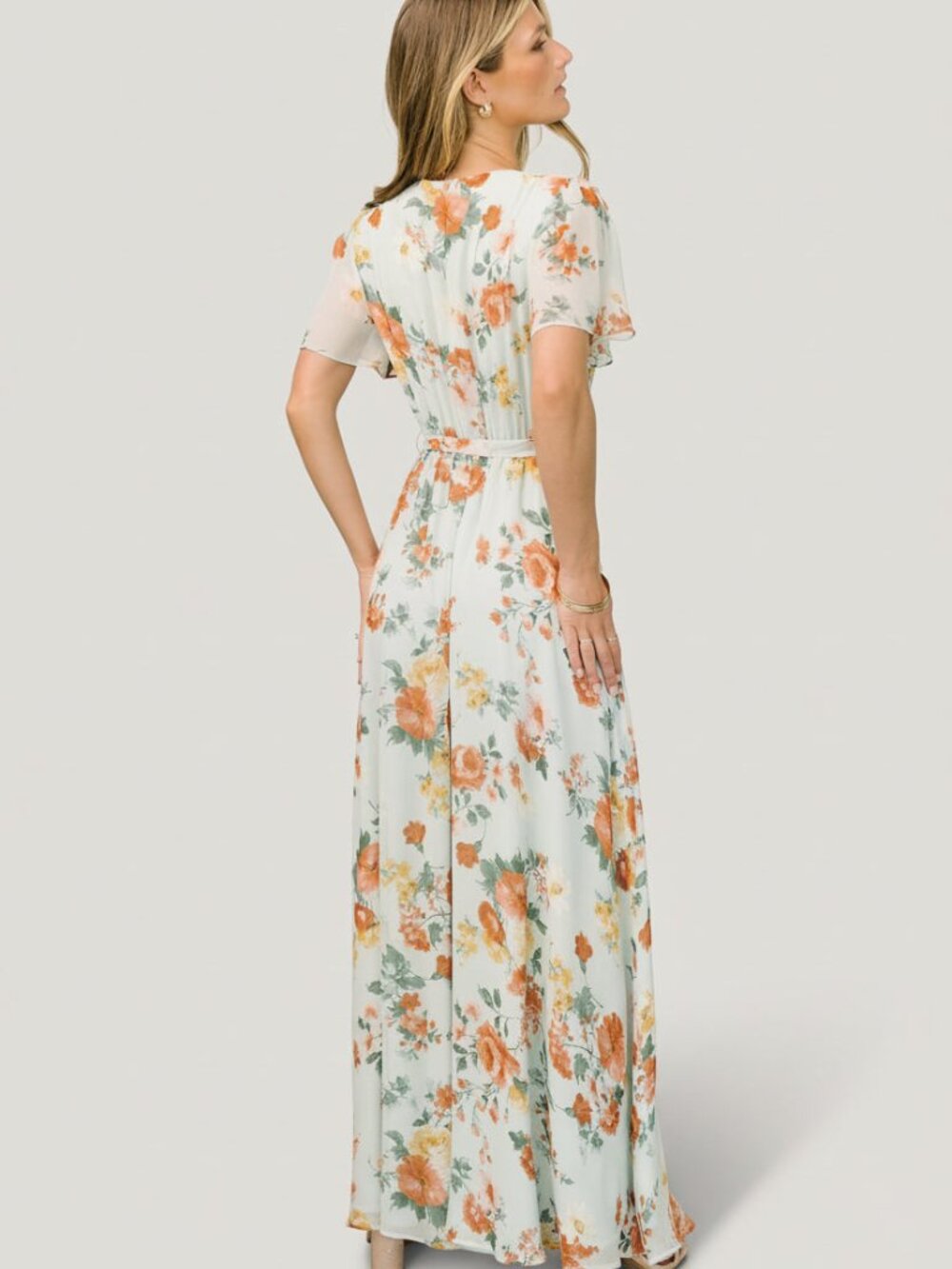 Baltic Born Naomi Short Sleeve Maxi Dress | Sage Floral Size SS - Picture 2 of 4
